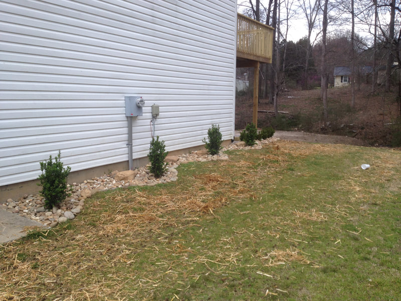 Beds with river stone job photo
